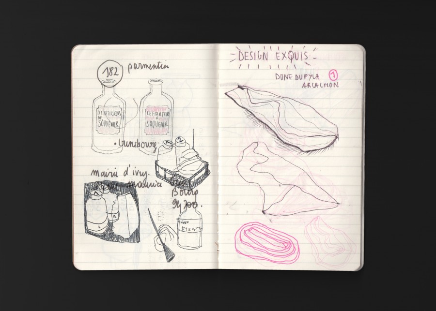 Sketches - Memorabilia Factory - kit de création de souvenirs in Situ en sable calcifié grâce à des bactéries - client : Design Exquis - www.bold-design.fr